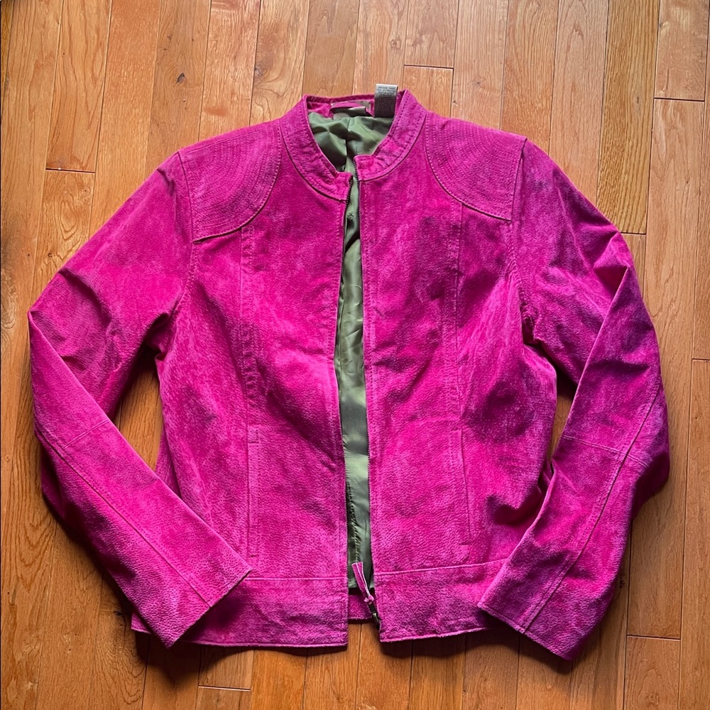 **Ruff Hewn Fuchsia/Magenta Biker Jacket - Size Medium**